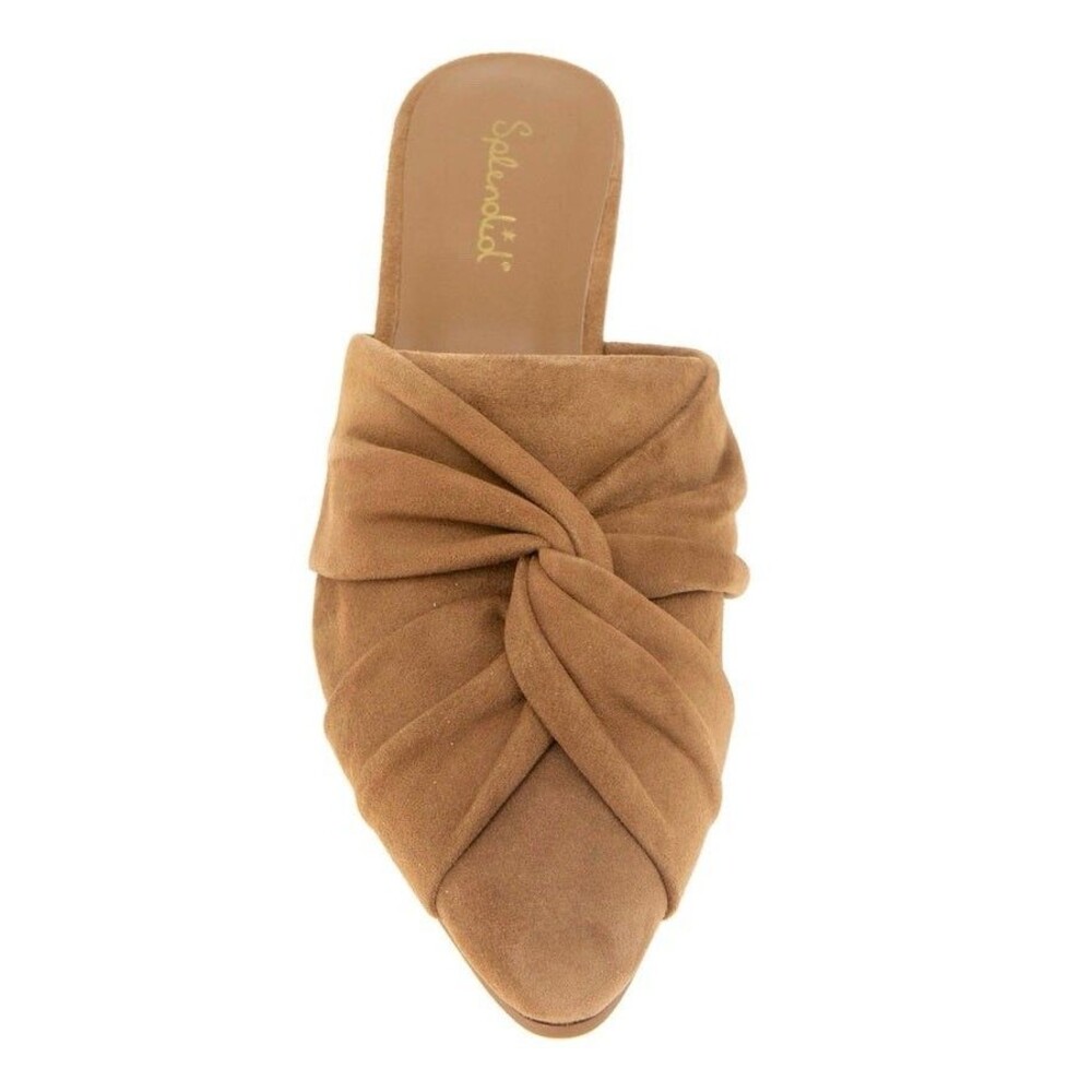 Splendid New Lanis GENUINE SUEDE LEATHER Mules 9 M Caramel Knot Heeled Pointed - Picture 8 of 15